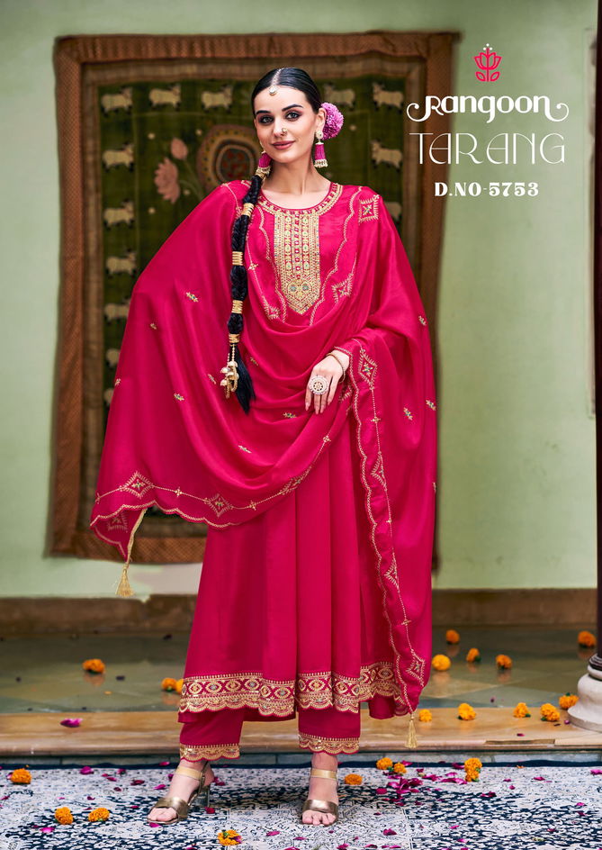 Tarang By Rangoon Chinon Silk Readymade Suits Wholesalers In Delhi